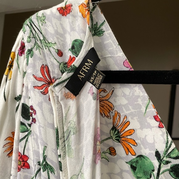 AFRM White Floral Long Sleeve Midi Dress sz XS - Picture 14 of 16